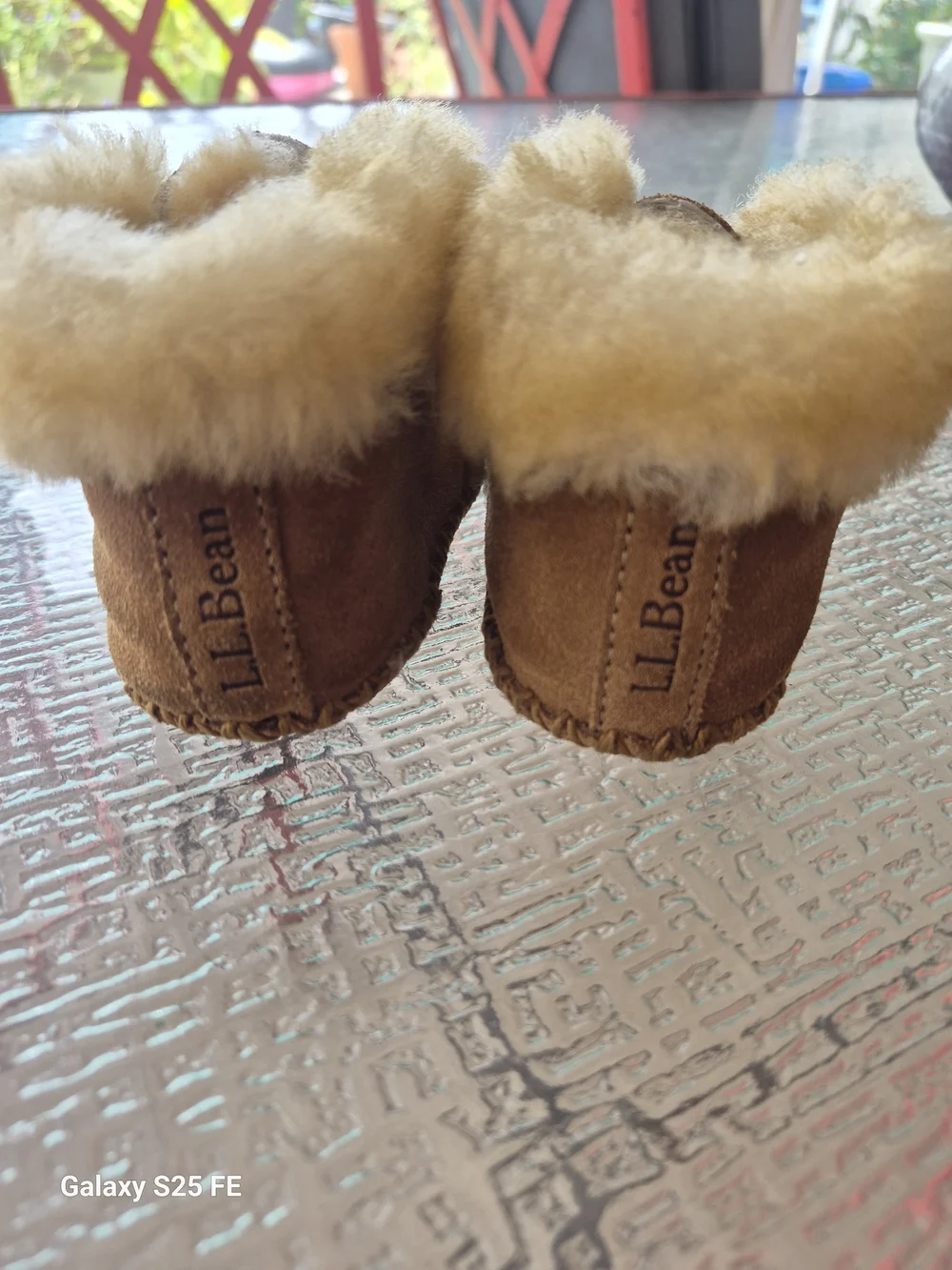 L.L. Bean Toddler Chestnut Suede Shearling Moccasins